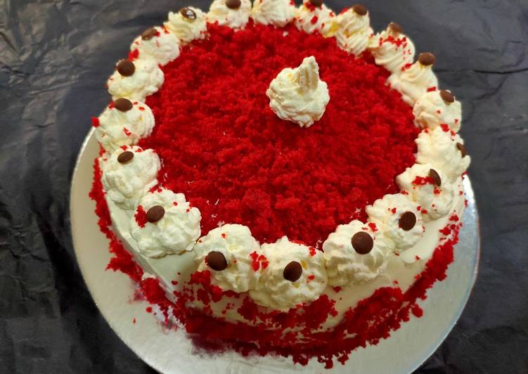 Classic Red Velvet cake with whipped cream frosting
