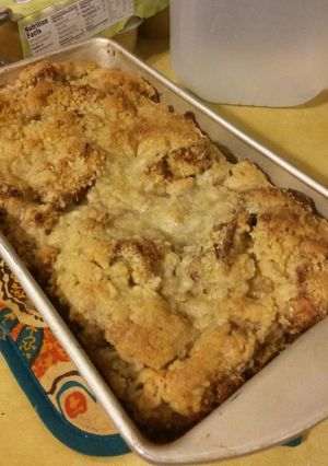 A picture of Orangey Bread Pudding with Streusel Topping.