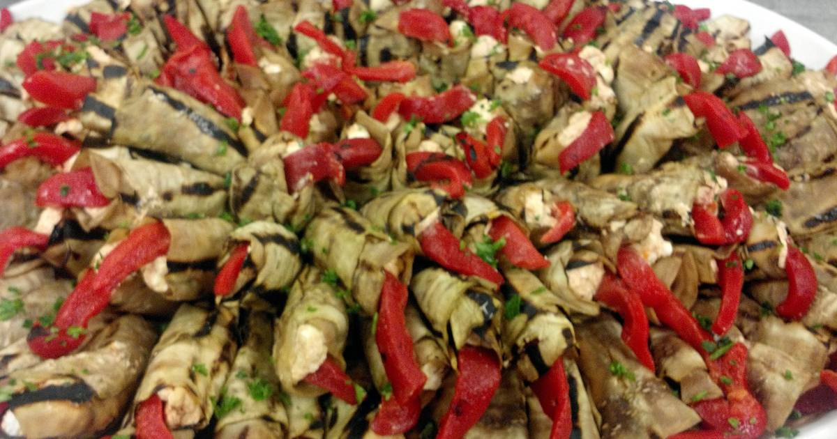 Grilled Eggplant Roulade with Goat cheese and Sundried Tomato Recipe by