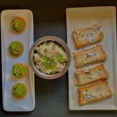 3 course meal - Nimona Canapes, Shahi Chicken Pulao, Shahi Tukda under 30 mins A picture of 3 course meal - Nimona Canapes, Shahi Chicken Pulao, Shahi Tukda under 30 mins.