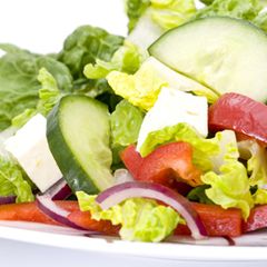 A picture of Light lettuce and feta cheese salad.