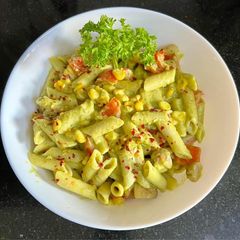 A picture of Veg Creamy Pasta in Broccoli 🥦 sauce No Maida, Butter 🧈 Cheese 🧀.