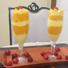 A picture of Mango custard pudding.