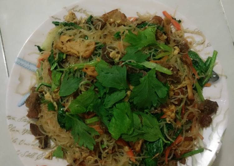 Resep Mihun goreng daging balik tahu saus teriyaki rempah yang enak