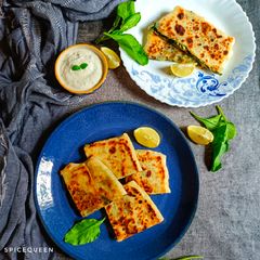 A picture of Gozleme / Turkish stuffed flat bread.