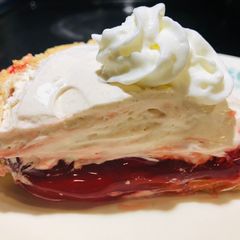 A picture of Inverted Holiday Cream Cheese Cherry Pie 🥧.