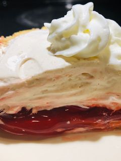 A picture of Inverted Holiday Cream Cheese Cherry Pie 🥧.