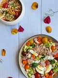 Salade estivale, crudités et pasta