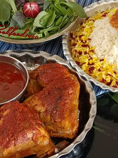 عکسی از دستور زرشک پلو با مرغ مجلسی