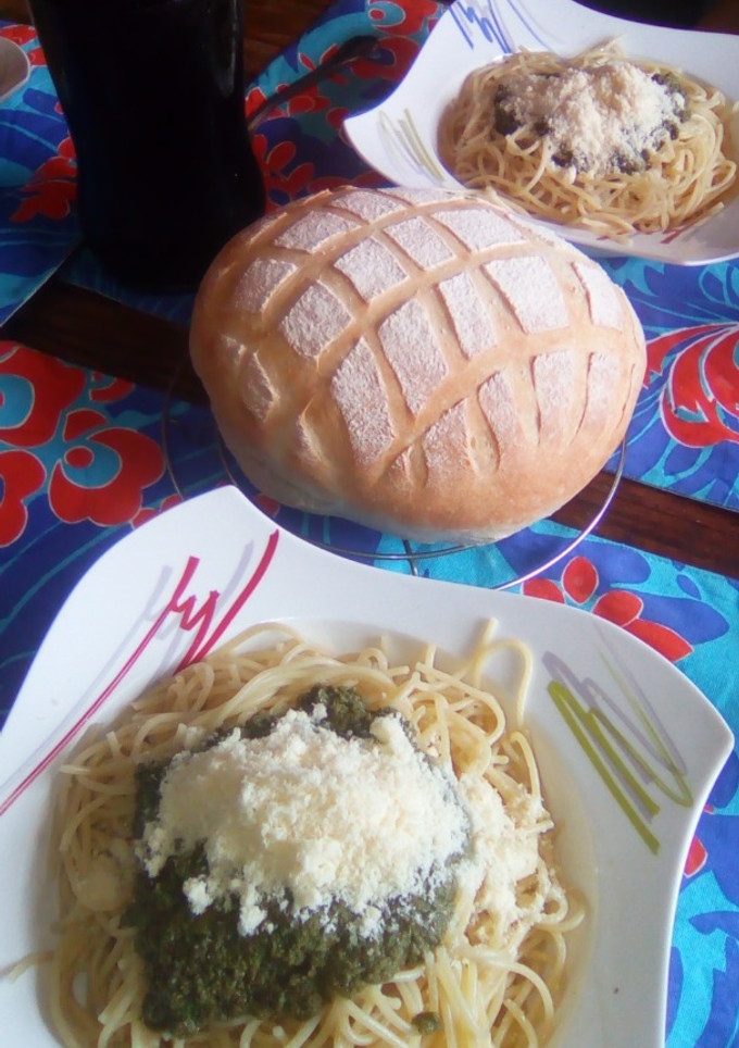 Una foto de Pasta al Pesto con maní