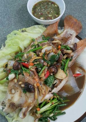 รูปของ ปลาทับทิมนึ่งซีอิ้ว