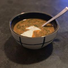 A picture of Vegan coconut lentil soup.
