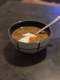 A picture of Vegan coconut lentil soup.