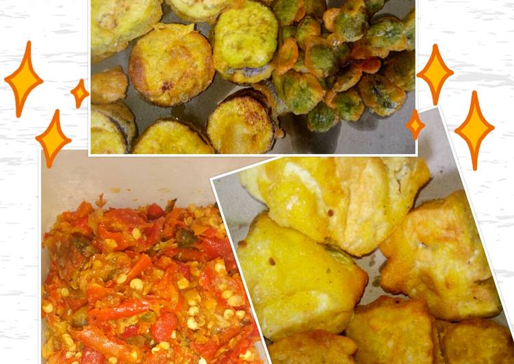 Resep Terong, pete, tahu, tempe goreng tepung crispy + sambal bawang Lezat