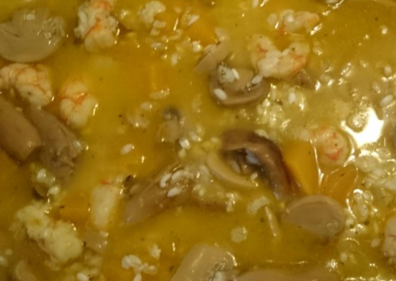 Risotto con gambón y calabaza