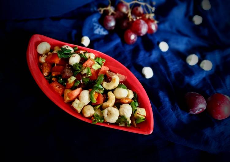 Recipe of Super Quick Homemade Healthy stir fry representing Makhana Veggies Nuts and Fruits