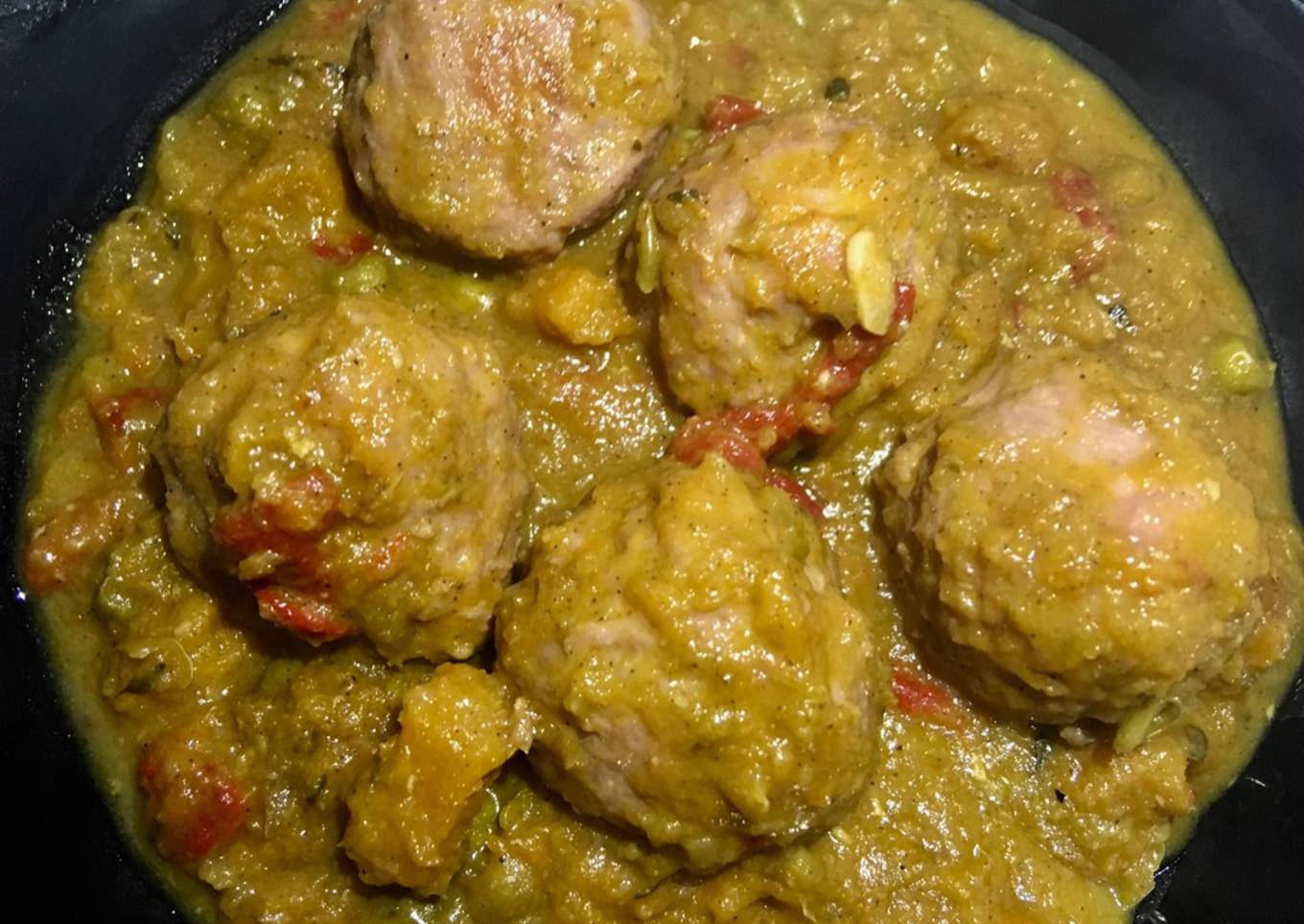 Albóndigas de ternera con calabaza al vino tinto