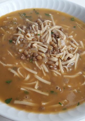 A picture of Turkish Green Lentil Soup.