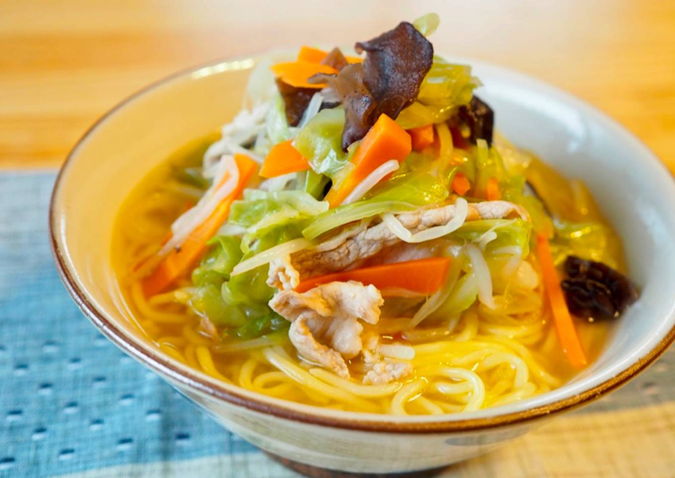 Tanmen, Sopa de fideos con muchas verduras (タンメン) / Comida japonesa casera