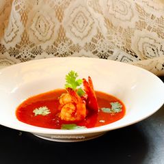 Prawns in Orange-Ginger juice (No oil recipe) A picture of Prawns in Orange-Ginger juice (No oil recipe).