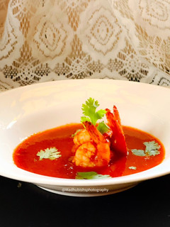 A picture of Prawns in Orange-Ginger juice (No oil recipe).