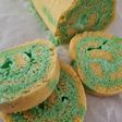 Keto swiss roll with pandan ice cream filling