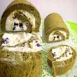 Matcha Roll Cake with Buttercream, Cheese & Raisin Filling