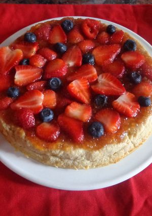 Una foto de Cheese cake de frutos rojos Vegetariano