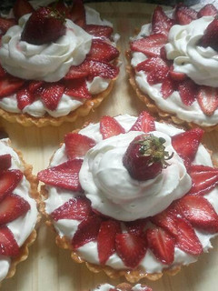 Una foto de Tarta de frutilla y banana