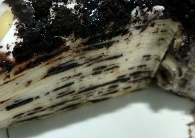 Cara Gampang Menyiapkan Oreo crepe cake, Menggugah Selera