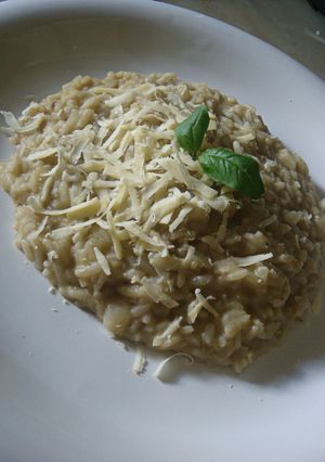 Una foto de Risotto de arvejas y limón