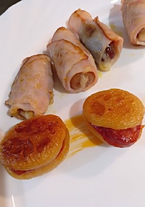 Una foto de Aperitivo de dátiles y orejones rellenos