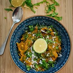 A picture of Malabar Spinach, California Lemon & Potato Stir Fry.