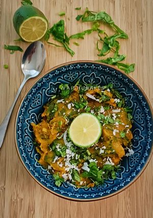 A picture of Malabar Spinach, California Lemon & Potato Stir Fry.