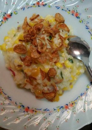 Foto resep Nasi tim daging sapi+jagung+labu