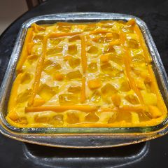 A picture of Arabian Mango Bread Pudding.