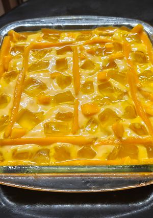 A picture of Arabian Mango Bread Pudding.