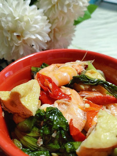 Foto resep Tumis Udang Sawi Tahu