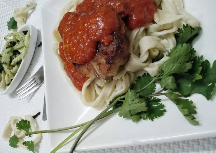 Fish pasta with purely homemade pasta strips