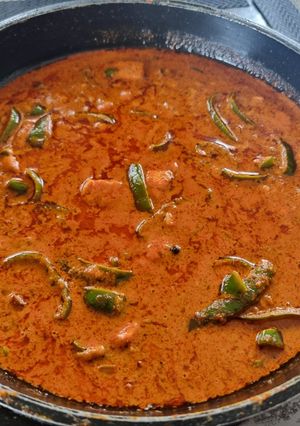 A picture of Paneer cashew capsicum in curd based gravy.