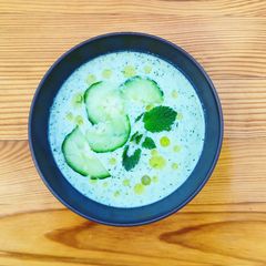 A picture of Cool cucumber, mint & yogurt soup.