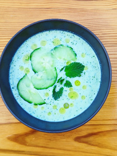 A picture of Cool cucumber, mint & yogurt soup.