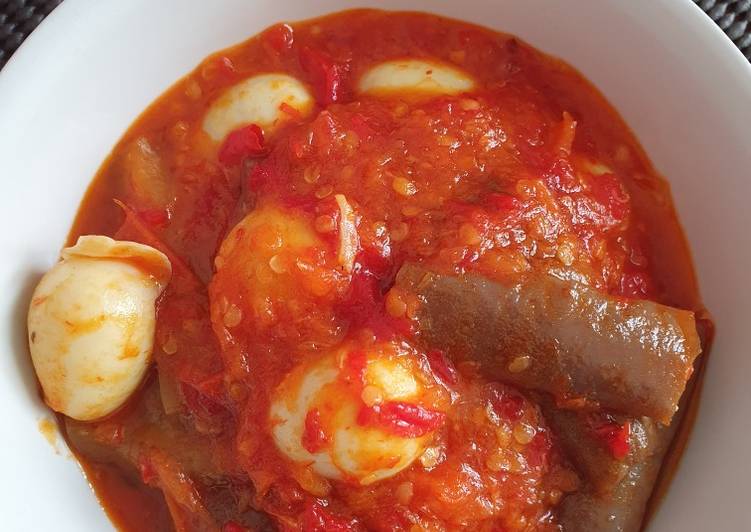 Balado telur puyuh terong pedas