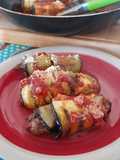 Rollitos de berenjenas con callampas secas