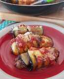 Rollitos de berenjenas con callampas secas