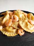 Ravioli con mazzancolle e limone