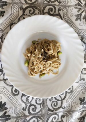 Una foto de Spaghetti pistaccio [V]