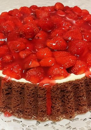صورة لوصفة كيك تارت الشوكولا والفراولة😋👌🍓🍫