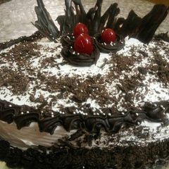 A picture of Black forest cake.