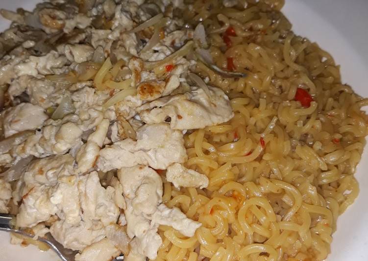 Indomie noodles with scramble eggs Recipe by Mrs Ibrahim ...